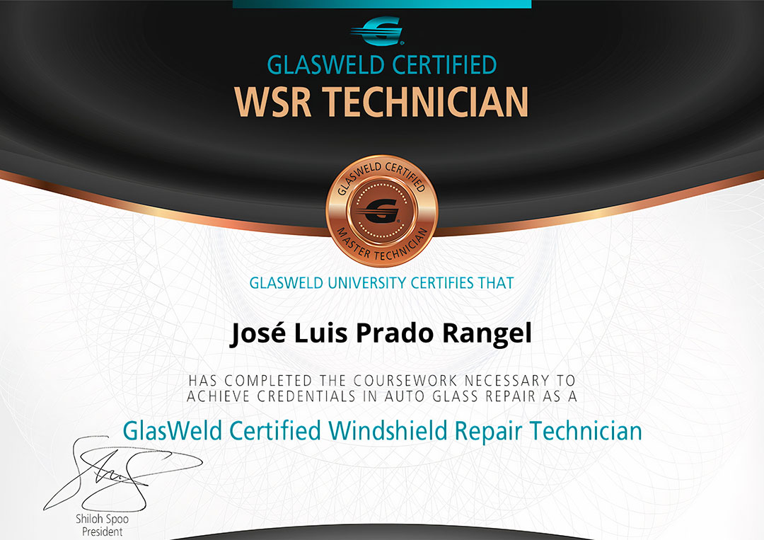 Certificación GlasWeld de José Luis Prado Rangel
